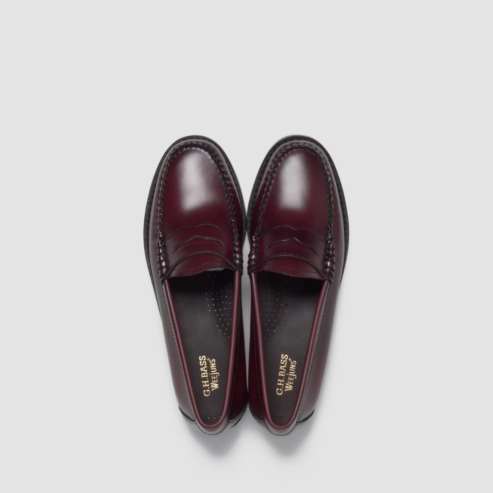 GH Bass weejuns Men's Classic Leather Loafers Burgundy - Picture 3 of 13